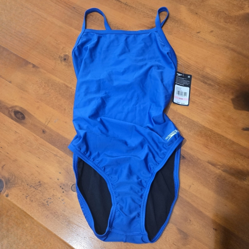 NWT Speedo Women's Pro LT One Piece Athletic Swimsuit Team Royal Blue Size 10/36